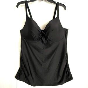 42DD Swim by cacique tankini swimsuit top solid black balconette‎ underwire